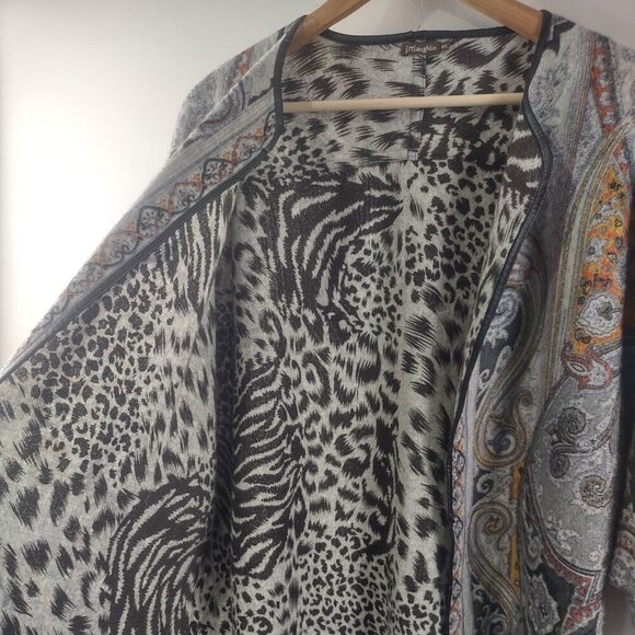 J. McLaughlin Gia Reversible Open Front Wool Poncho M/L - Picture 4 of 8